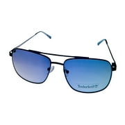 Timberland BLACK Men's Metal Rectangle Aviator Gradient Lens Sunglass